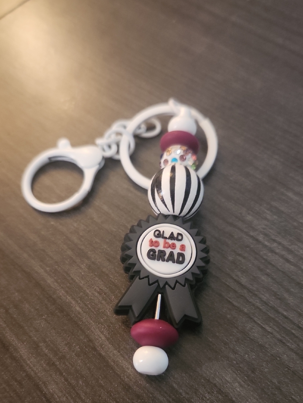 Graduation Ribbon Beaded Keychain - Picture 2 of 2